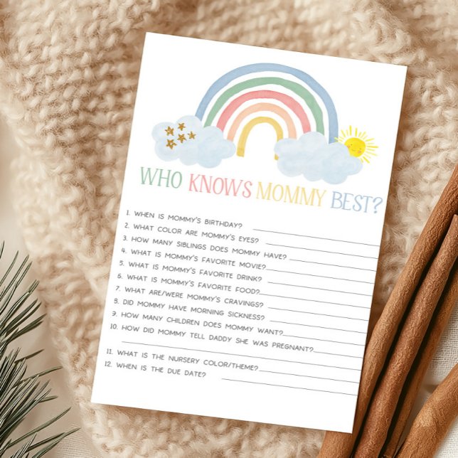 Kleine Straal Zonneschijn Wie Kent Mamma Het Best  (Rainbow Baby Shower Who Knows Mommy Best Game)