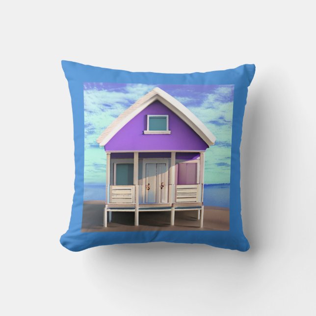 Kleine strandhut op het zand kussen (Voorkant)