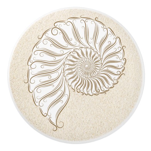 Kleine strandshell ladeknoppen keramische knop (Voorkant)