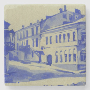 Kleine straten in de oude stad stenen onderzetter