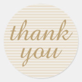 Kleine strepen Beige Ivoor Dank u Sticker (Voorkant)
