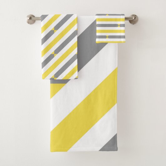 Kleine strepen met grijze en gele diagonaal bad handdoek (Insitu)