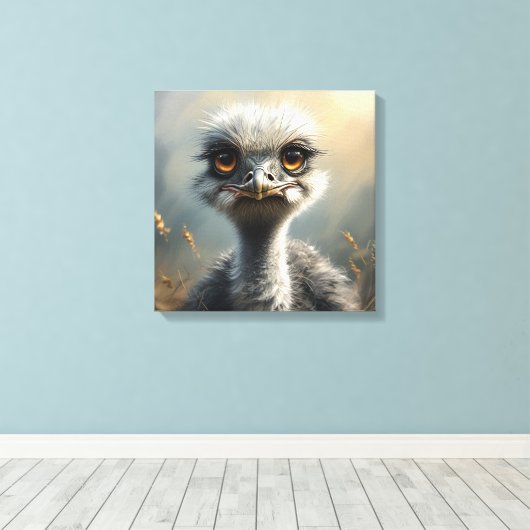 Kleine struisvogel canvas afdruk (Insitu (Houten vloer))