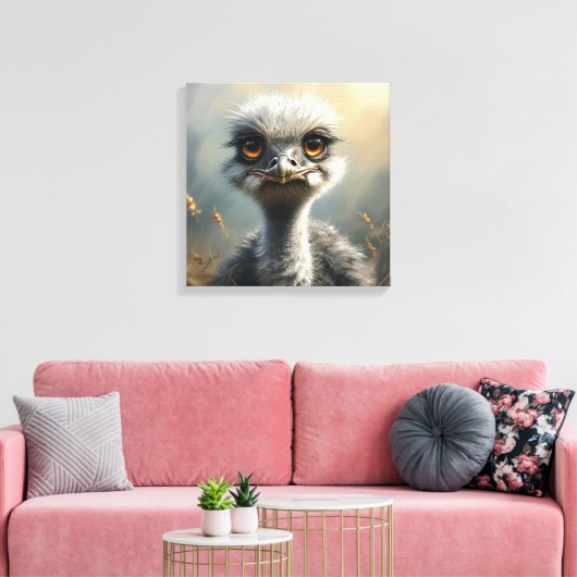 Kleine struisvogel canvas afdruk (Insitu (Woonkamer))