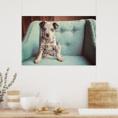 Kleine stukjes op Blauwgroen stoel Poster (Keuken)