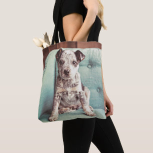 Kleine stukjes op Blauwgroen stoel Tote Bag
