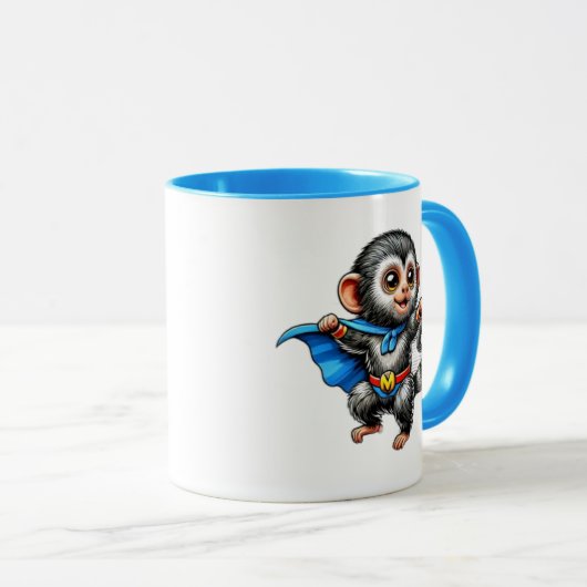 Kleine superheld aap, schattig. mok (Voorkant rechts)