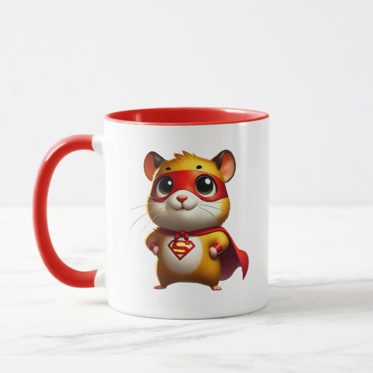Kleine superheld hamster met haar cape. mok (Links)