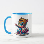Kleine superheld kind met schild. mok (Links)