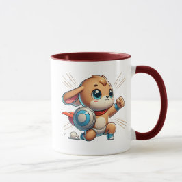 Kleine superheld puppy met schild. mok