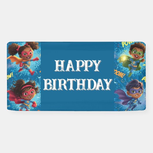 Kleine Superhelden Feestje Spandoek (Horizontaal)