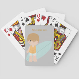 Kleine Surfer Dude Kind Surfer Personaliseer Pokerkaarten