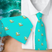 Kleine Surfplanpattern Turquoise Stropdas