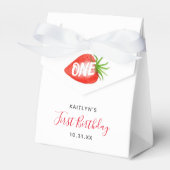 Kleine Sweetie Aardbei 1e Verjaardag Bedankdoosjes (Voorkant Zijde)