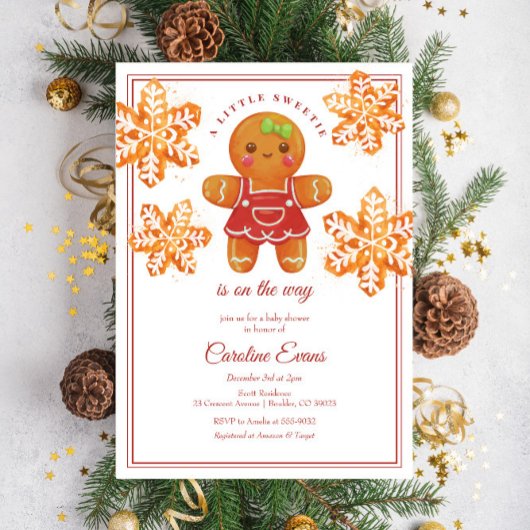 Kleine Sweetie Gingerbrood Kerstmis Baby shower Kaart