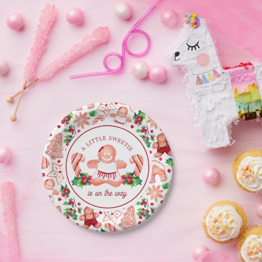 Kleine Sweetie Gingerbrood Kerstmis Baby shower Papieren Bordje (Feest)