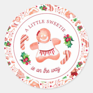 Kleine Sweetie Gingerbrood Kerstmis Baby shower Ronde Sticker