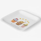 Kleine Sweetie Waterverf Cupcakes Birthday Party Papieren Bordje (Gebogen)