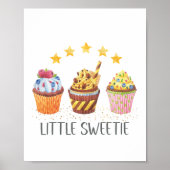 Kleine Sweetie Waterverf Cupcakes Nursery Kinder Poster (Voorkant)