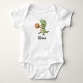 Kleine T-Rex Speelt Basketbal Romper (Voorkant)