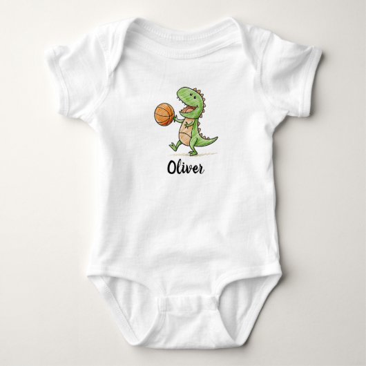 Kleine T-Rex Speelt Basketbal Romper (Voorkant)