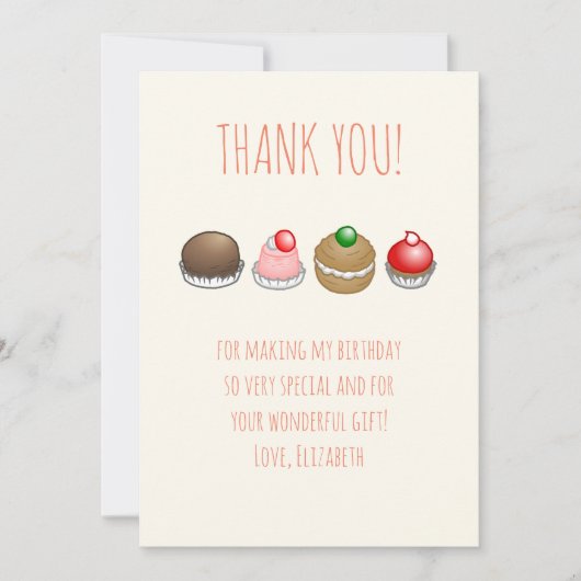 Kleine taarten Verjaardag Bedankkaart (Voorkant)