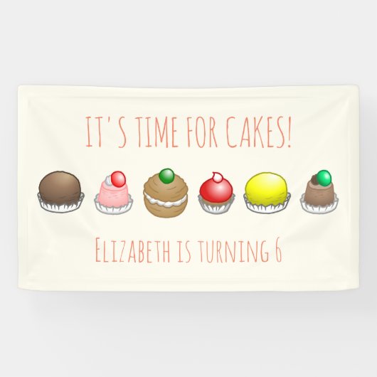 Kleine taarten Verjaardag Spandoek (Horizontaal)