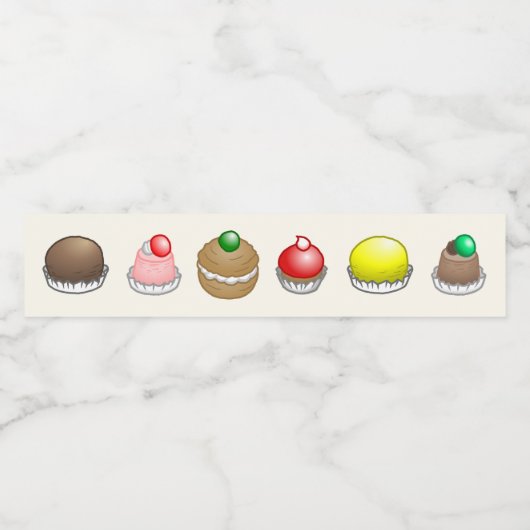 Kleine taarten Verjaardag Waterfles Etiket (Enkel label)