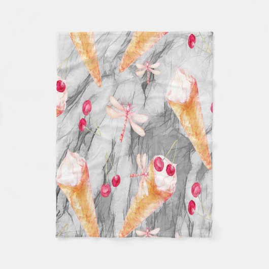 Kleine tapebanket met ijskerknopen fleece deken (Voorkant)