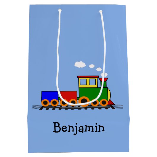 Kleine tas met wieltjes voor treinontwerp medium cadeauzakje (Achterkant)