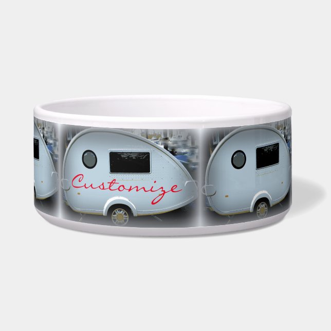 Kleine teardrop caravan Thunder_Cove Voerbakje (Voorkant)