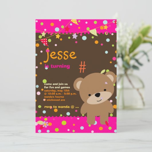 Kleine Teddy Bear/DIY achtergrond+tekst Kaart (Staand voorkant)