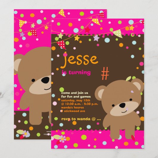 Kleine Teddy Bear/DIY achtergrond+tekst Kaart (Voorkant / Achterkant)