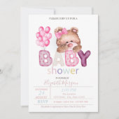 Kleine Teddybeer ballonnen Baby shower uitnodiging (Voorkant)