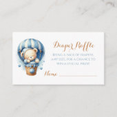 Kleine Teddybeer Blauwe Hete Luchtballon Informatiekaartje (Voorkant)