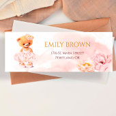Kleine teddybeer bloemenprinses roze waterverf etiket