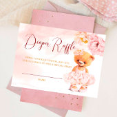 Kleine teddybeer bloemenprinses roze waterverf informatiekaartje