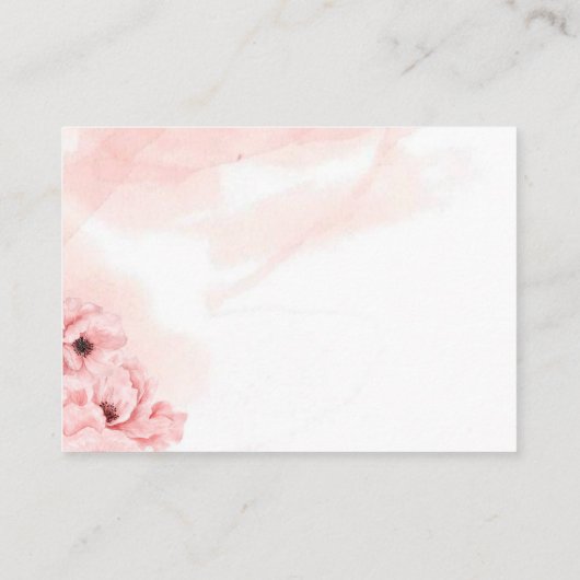 Kleine teddybeer bloemenprinses roze waterverf informatiekaartje (Achterkant)