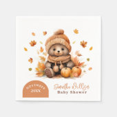 Kleine teddybeer Herfst in liefde Oranje pompoen Servet (Voorkant)