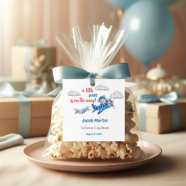 Kleine teddybeer in het Sky Baby shower Vierkante Sticker