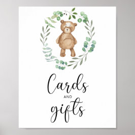 kleine teddybeer kaarten en cadeaus baby shower poster