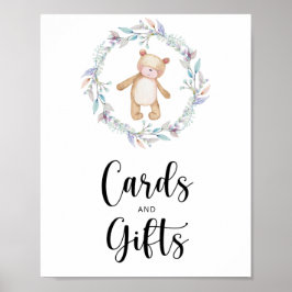 kleine teddybeer kaarten en cadeaus baby shower poster