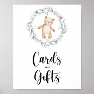 kleine teddybeer kaarten en cadeaus baby shower poster