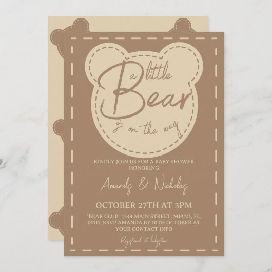 Kleine teddybeer modern neutraal Baby shower Kaart (Voorkant / Achterkant)