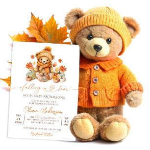 Kleine teddybeer valt verliefd Baby Shower Kaart