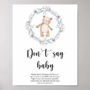 Kleine teddybeer Zeg niet baby Poster