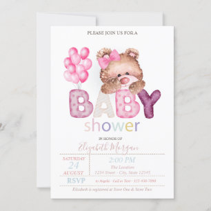 Kleine teddybeerballonnen baby shower uitnodiging