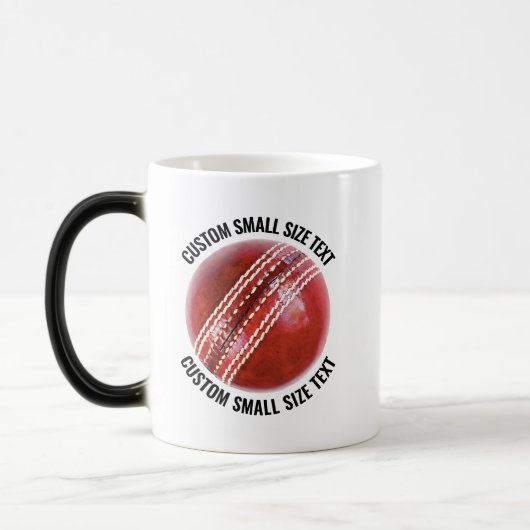 Kleine tekst, cricketbal 320 gram aangepaste warmt magische mok (Links)