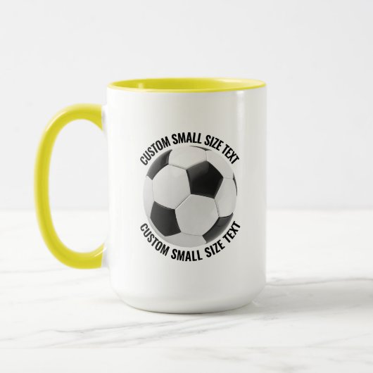 Kleine tekst GELE Combo 15oz Aangepaste Voetbal Mok (Links)
