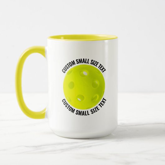 Kleine tekst GELE Combo 15oz Douwpicklebal op maat Mok (Links)